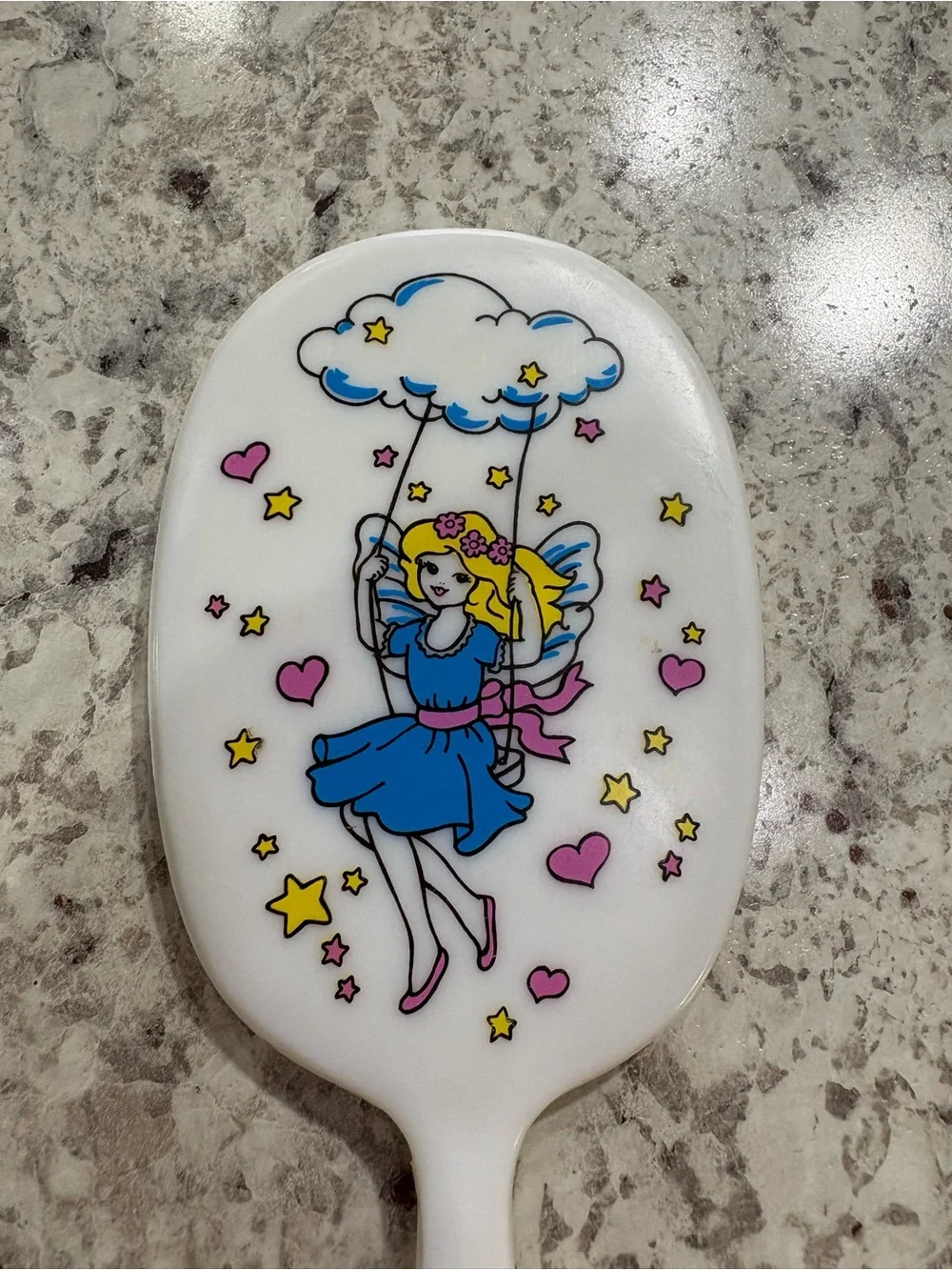 Kids White Hair Brush with Blue Fairy Design - Brand